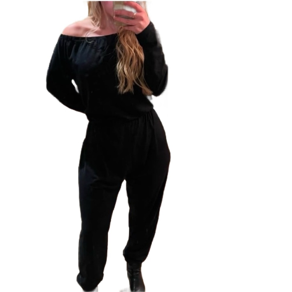⭐️Goodnight macaroon black tee shirt jumpsuit size xl - Picture 2 of 11